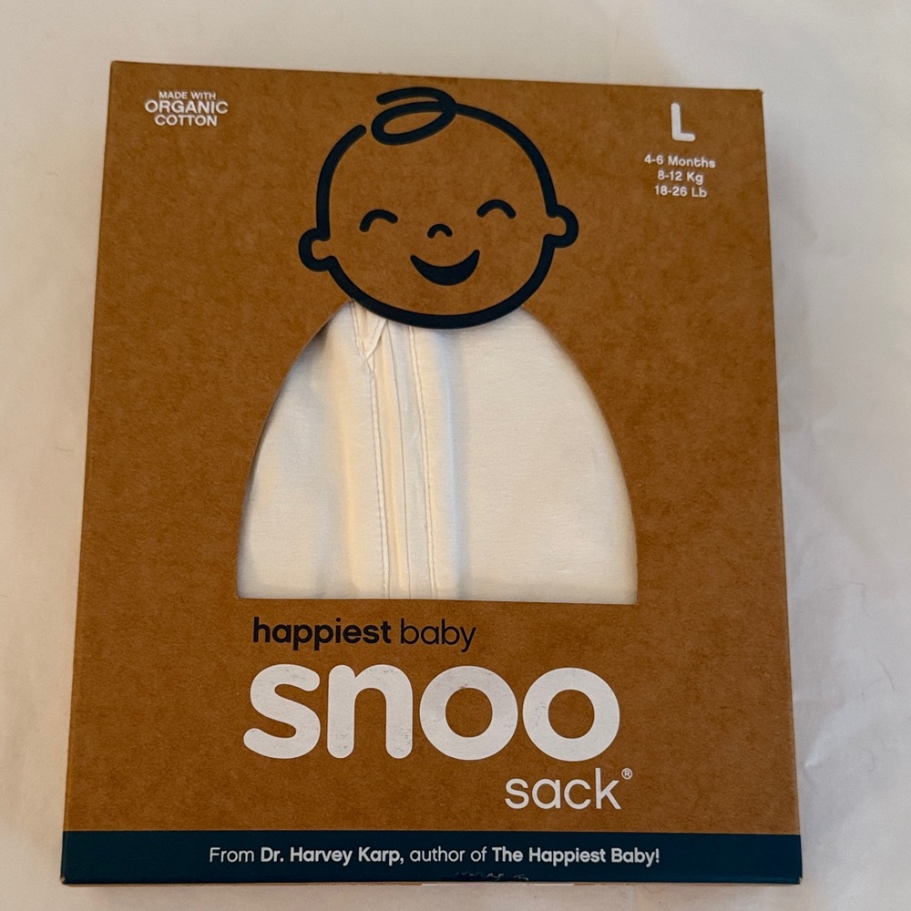 Happiest Baby Snoo Sack - White Organic Cotton Bodysuit